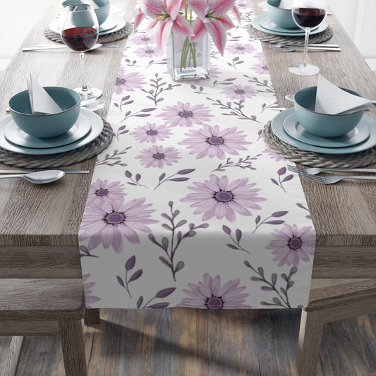 purple daisy table runner
