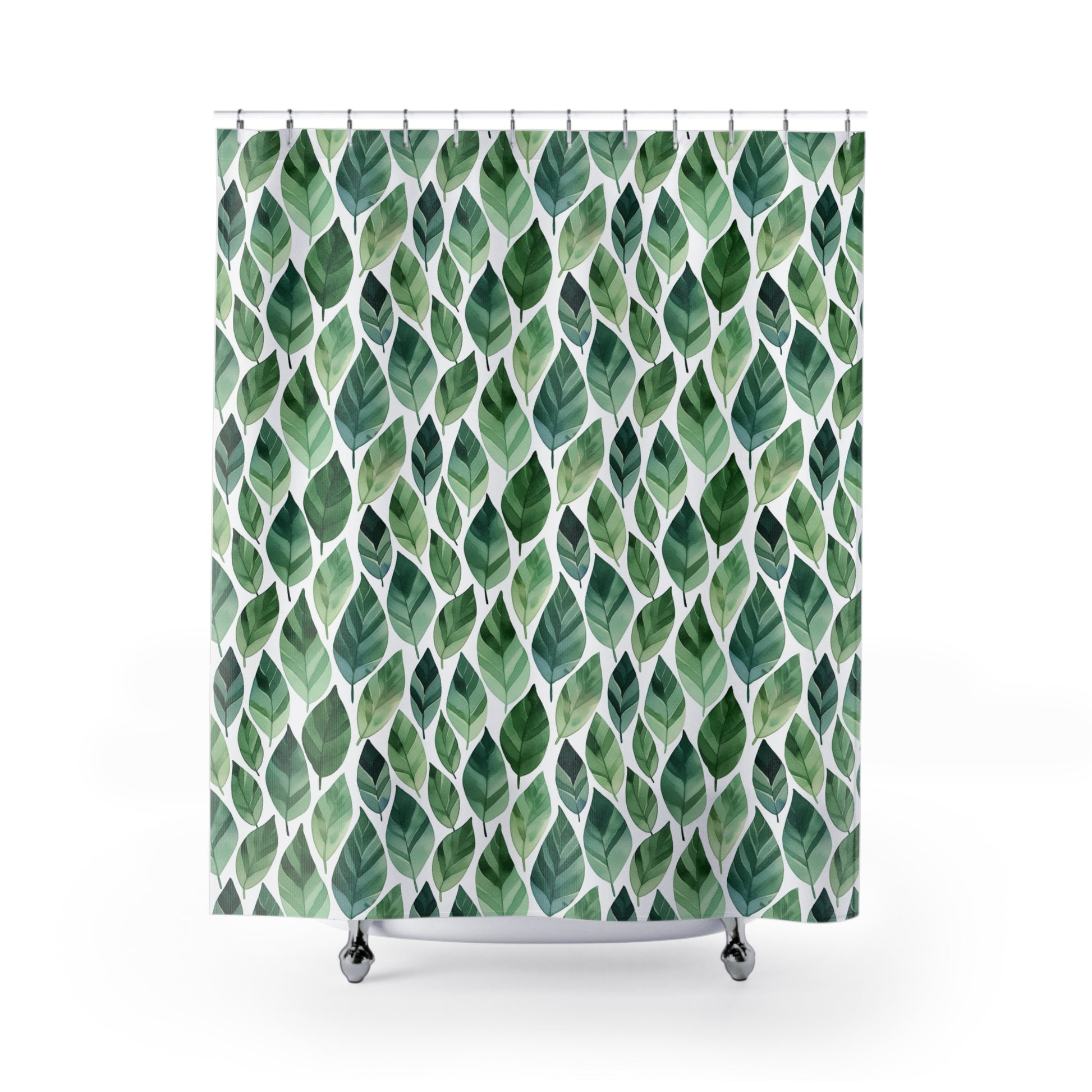 green leaf botanical shower curtain