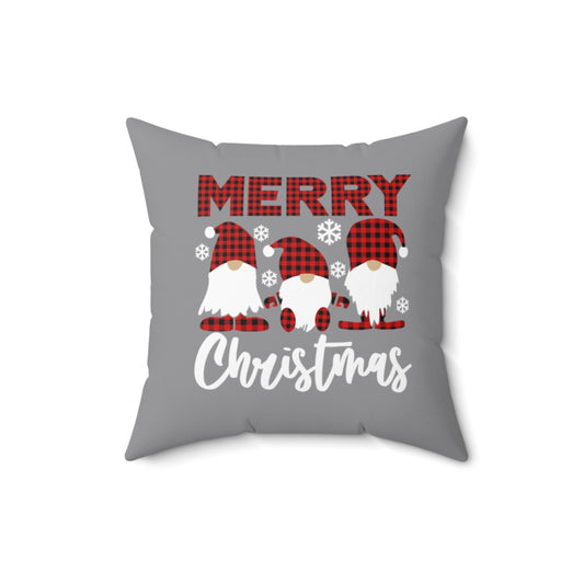 Christmas Gnome Pillow / Grey Faux Suede Cushion