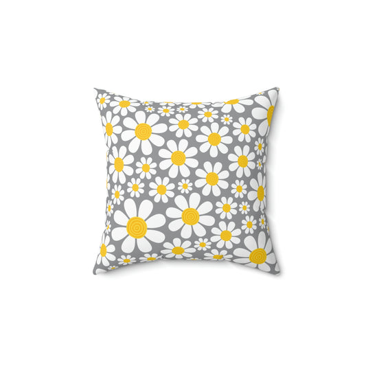 Daisy Throw Pillow / Grey Daisy Cushion