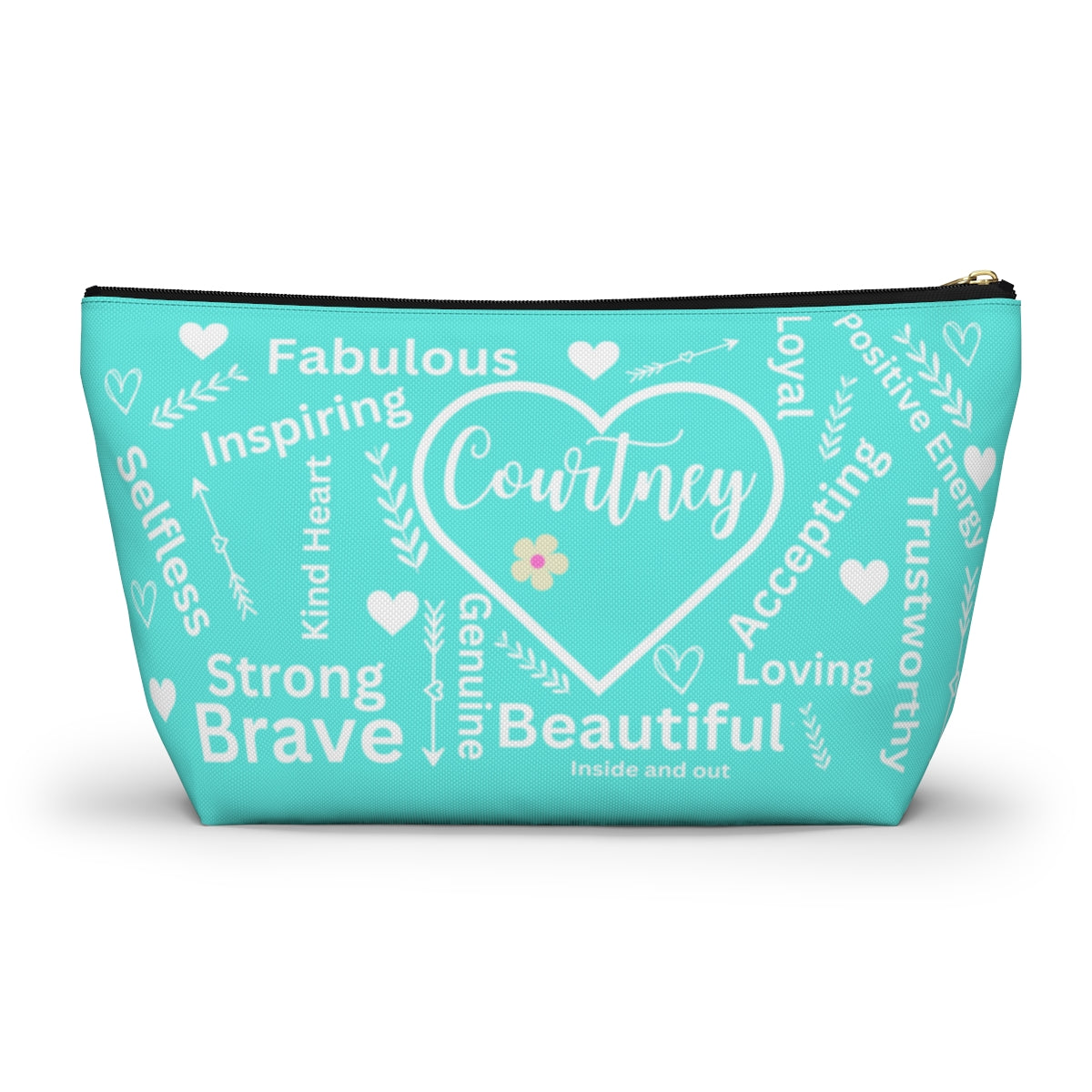 Personalized Makeup Bag / Blue Self Love Cosmetic Bag