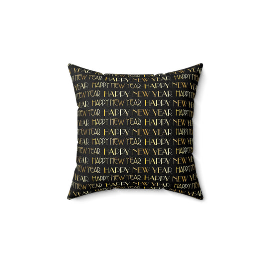 gold and black new years pillow