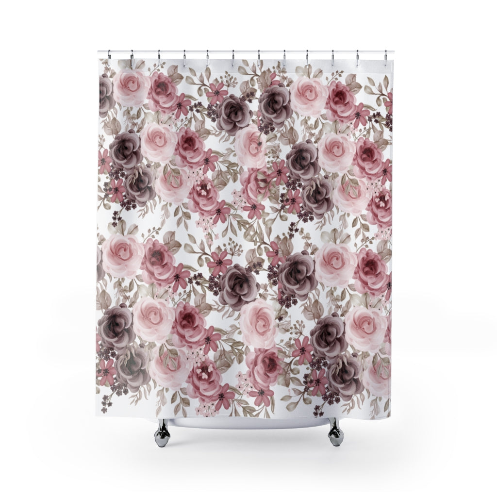pink and purple rose shower curtain