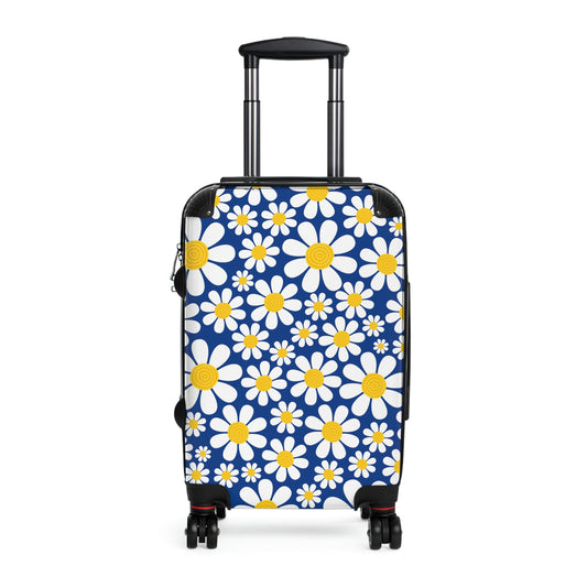 custom blue daisy suitcase