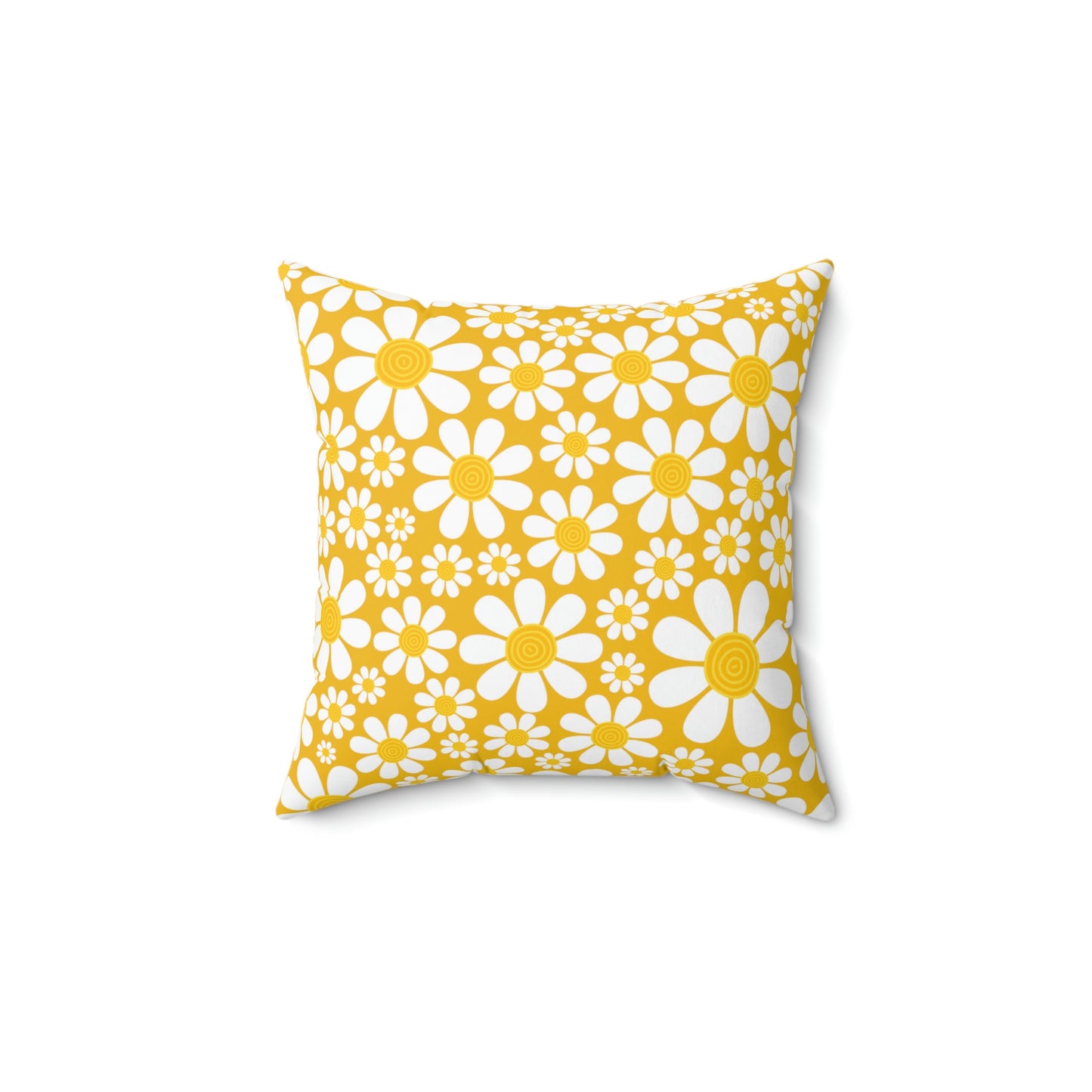 Retro Daisy Pillow / Yellow Throw Cushion
