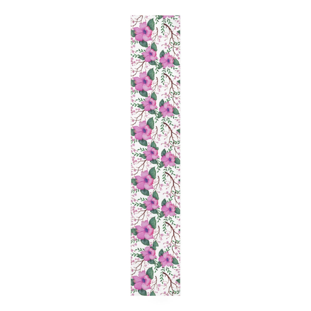 pink floral table runner