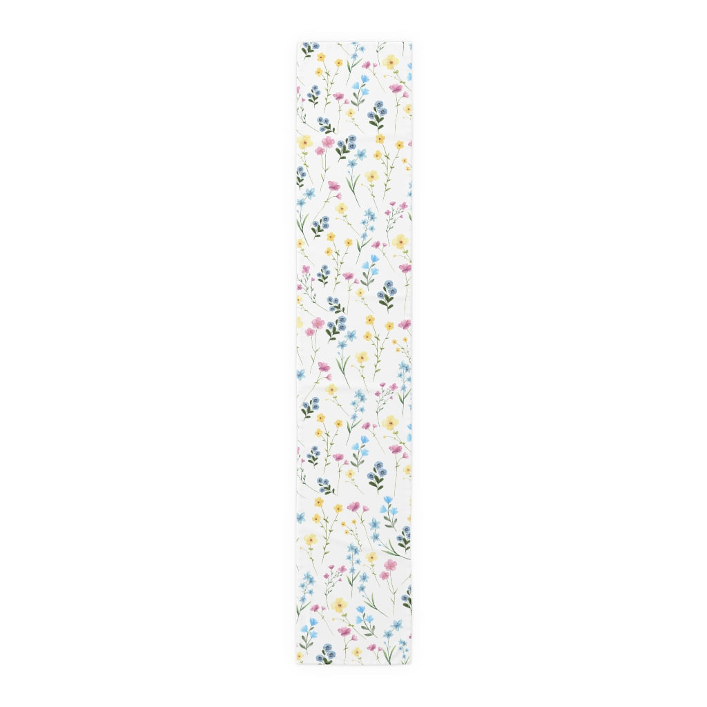 flat view of summer floral table runner