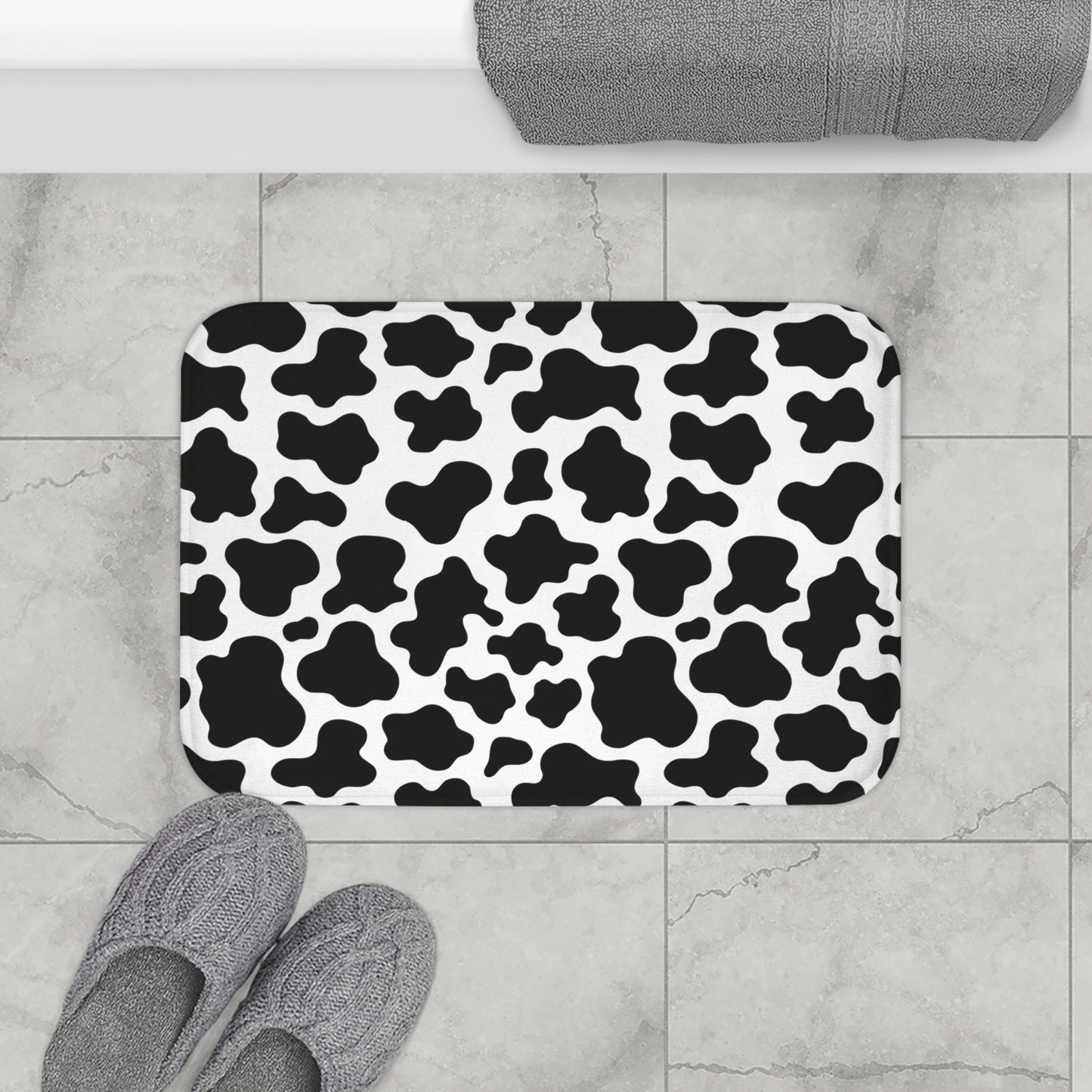 Cow Print Bath Mat / Farmhouse Decor / Cow Print Bathroom Decor