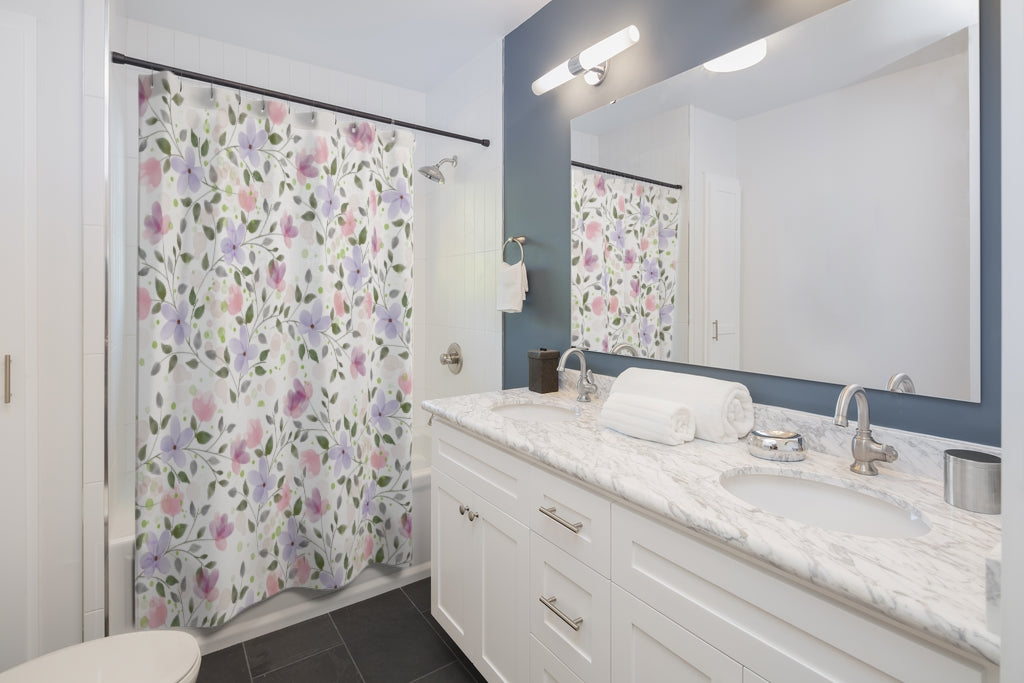 Floral Shower Curtain / Pink Bath Decor