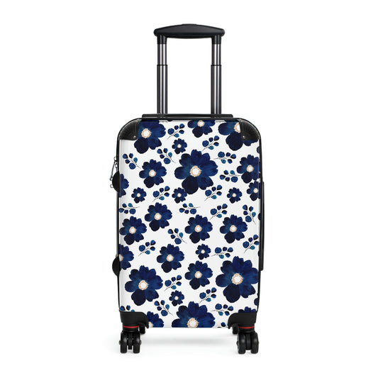navy blue floral custom suitcase