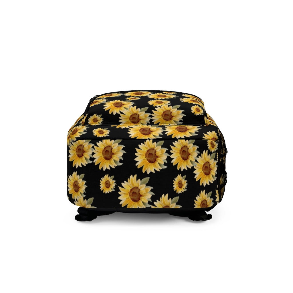 bottom view of the sunflower bookbag for back to school or travel