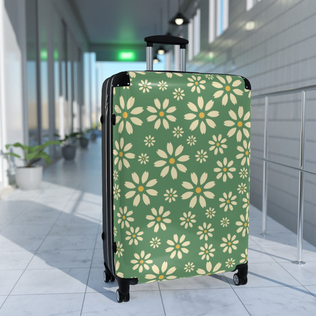 Daisy Suitcase / Green Floral Luggage