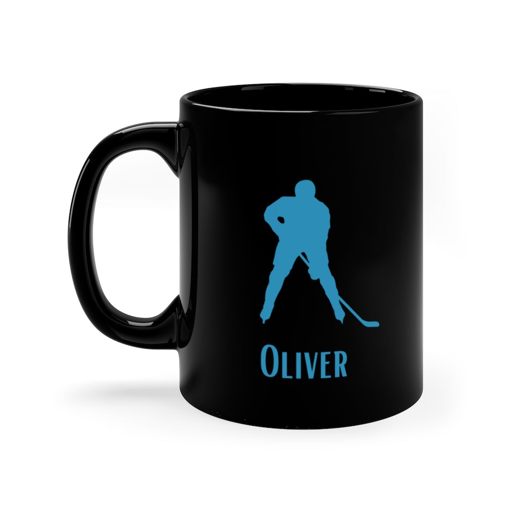 black hockey player mug