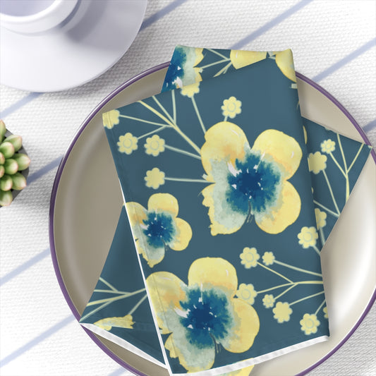 blue and yellow flower dinner napkins