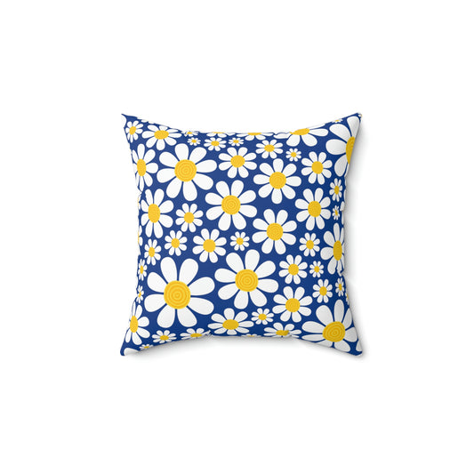 blue daisy throw pillow