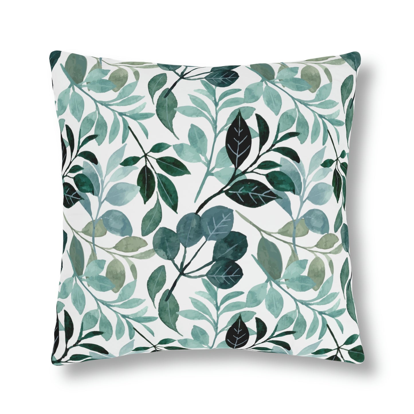 Floral Pillow / Teal Outdoor Waterproof Pillow / Leaf Print Pillow
