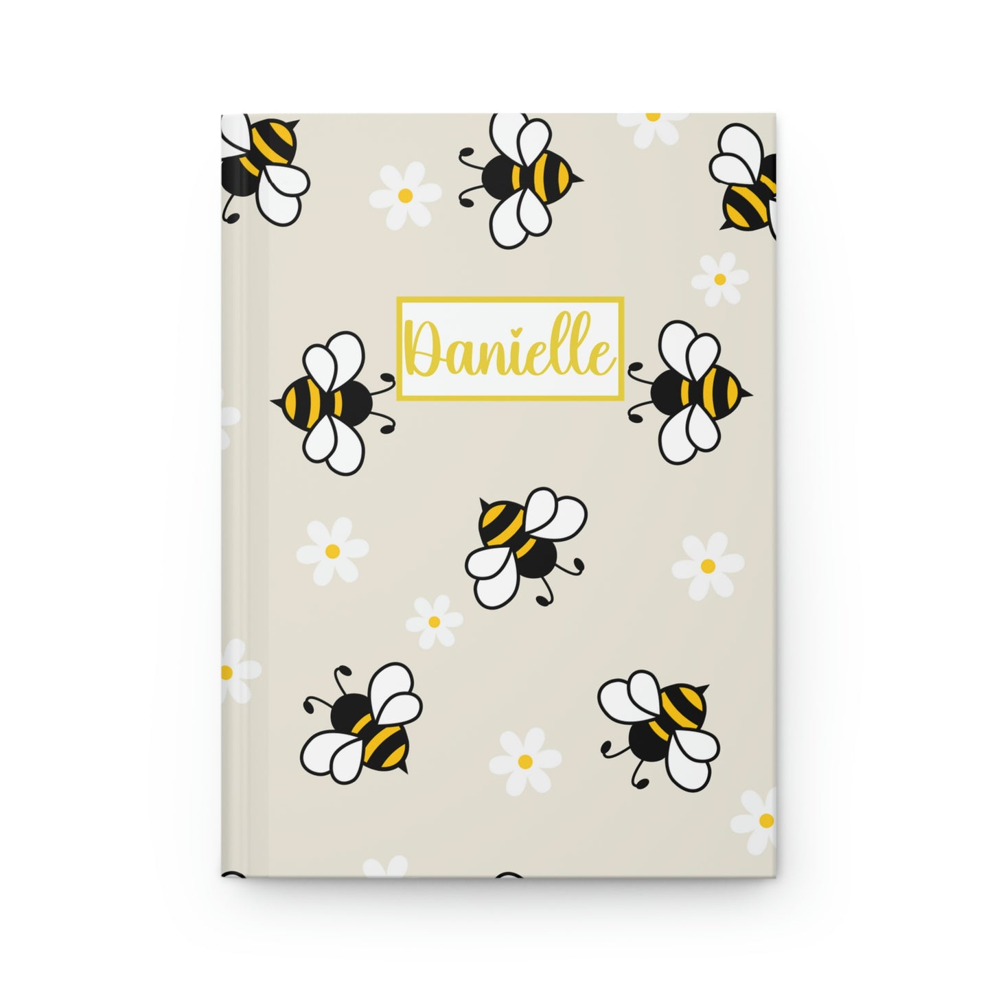 personalized honey bee and daisy journal. perfect gift for girls, teen girls or women for spring or summer writing.