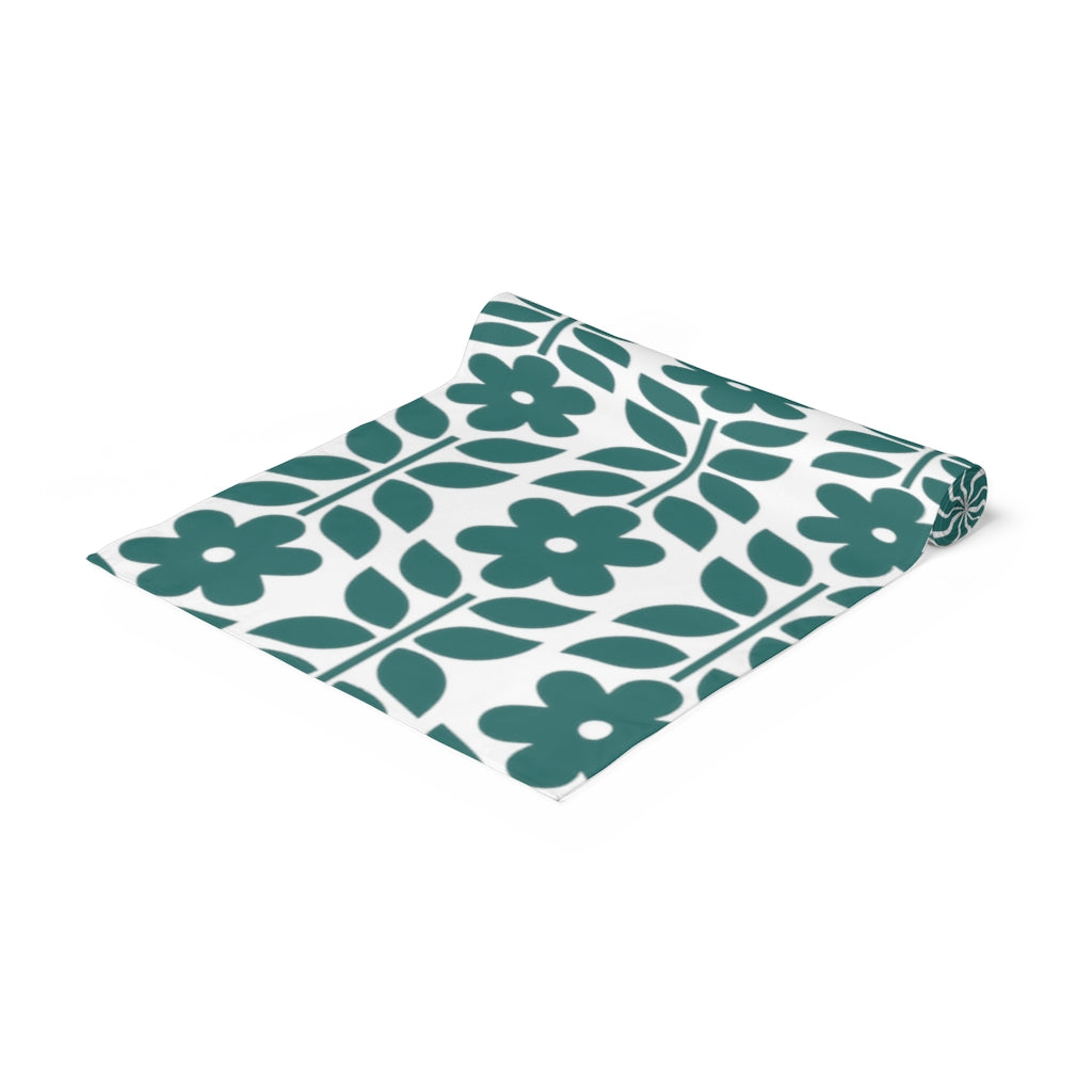 Floral Table Runner / Teal Table Decor