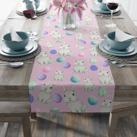 easter table runner with easter bunny and easter egg print