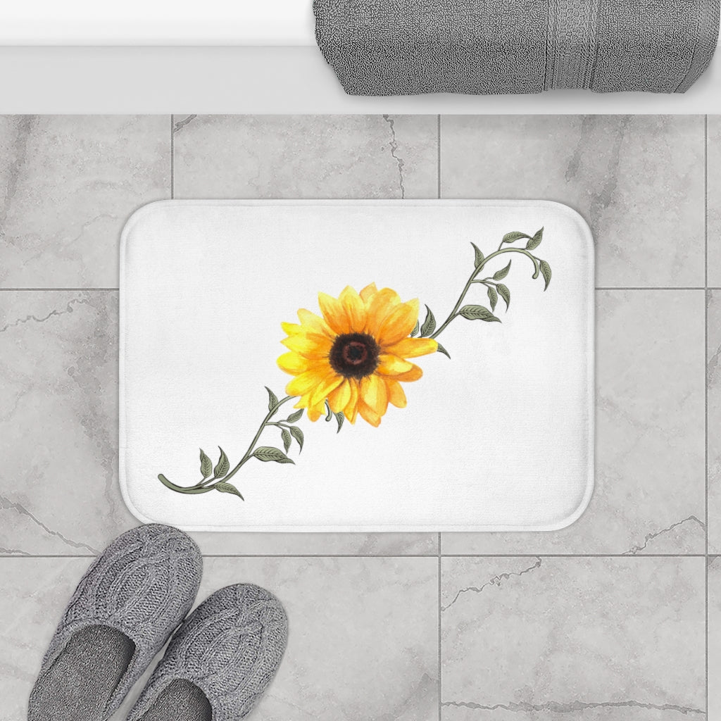 Sunflower Bath Mat / Floral Bathroom Decor