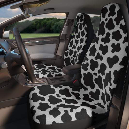 black and white cow print car seat covers