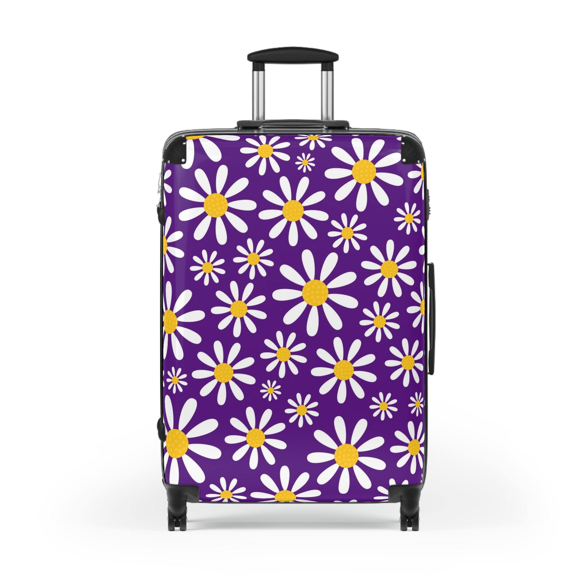 purple daisy custom suitcase with wheels