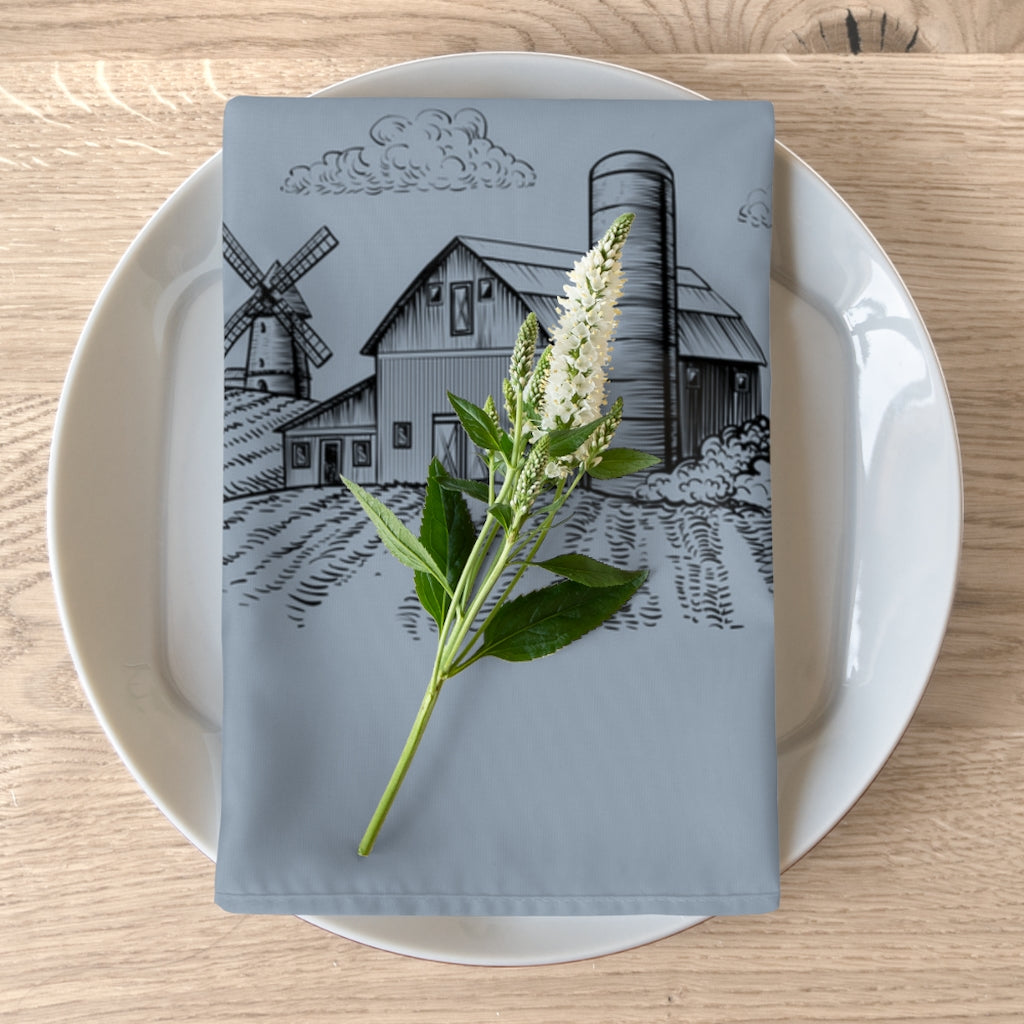 blue farmhouse napkins, set of 4 dinner napkins in blue color