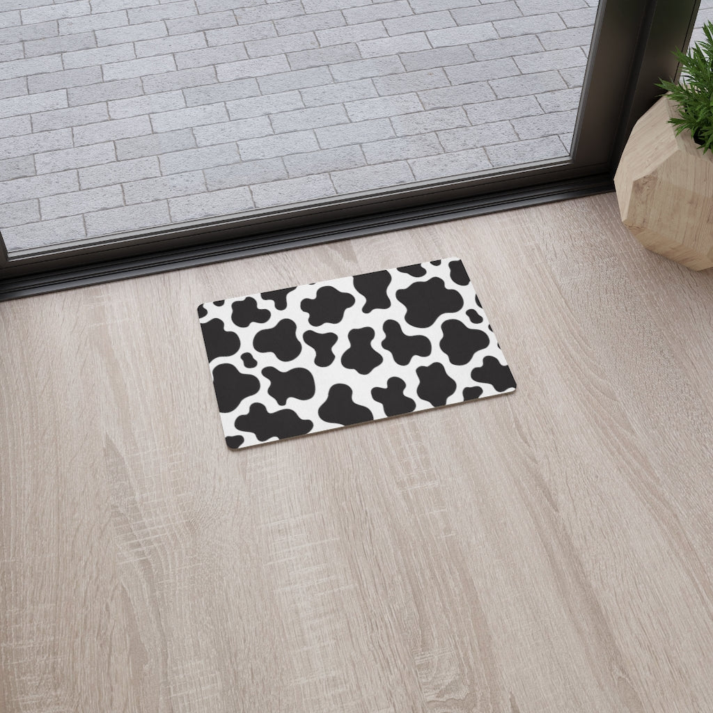 cow print mat
