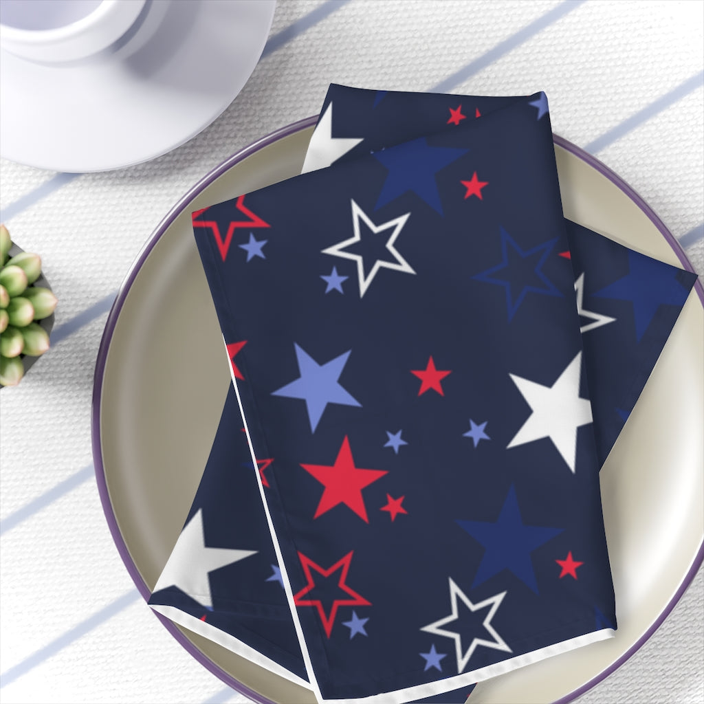 patriotic napkins in stars in red, white and blue colors.