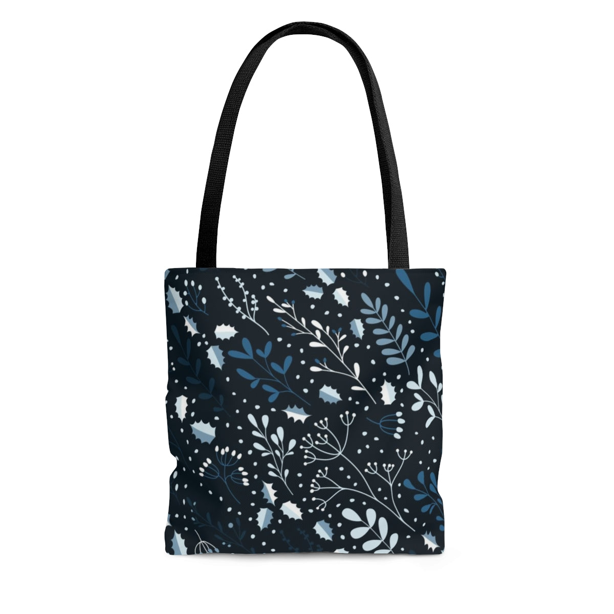 blue tote bag with winter berries