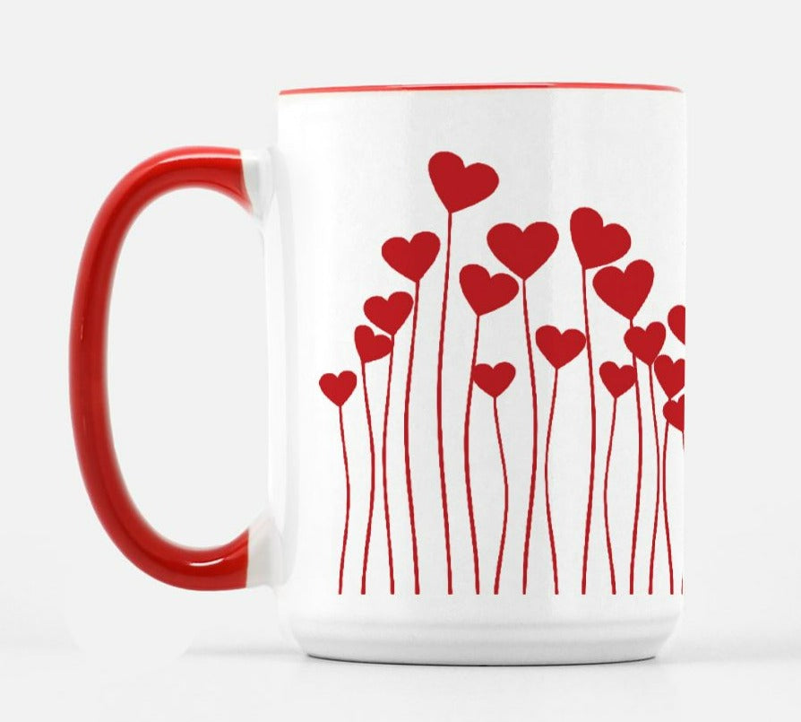 red valentine's day mug with custom heart pring