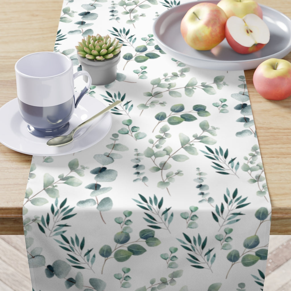 green eucalyptus table runner, perfect for housewarming gift 