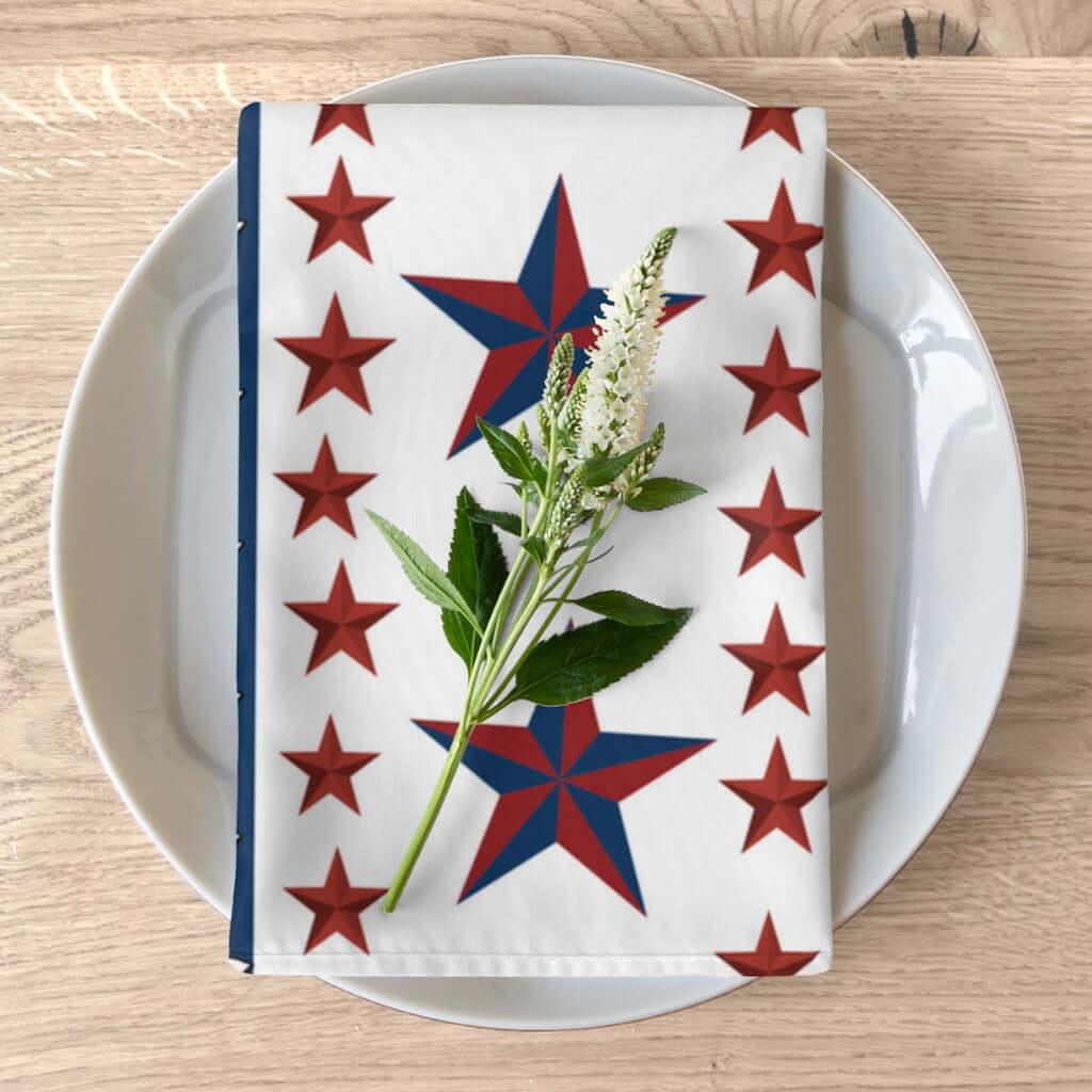 cloth dinner napkins in stars and stripes. red, white and blue cloth napkins for 4th of july party