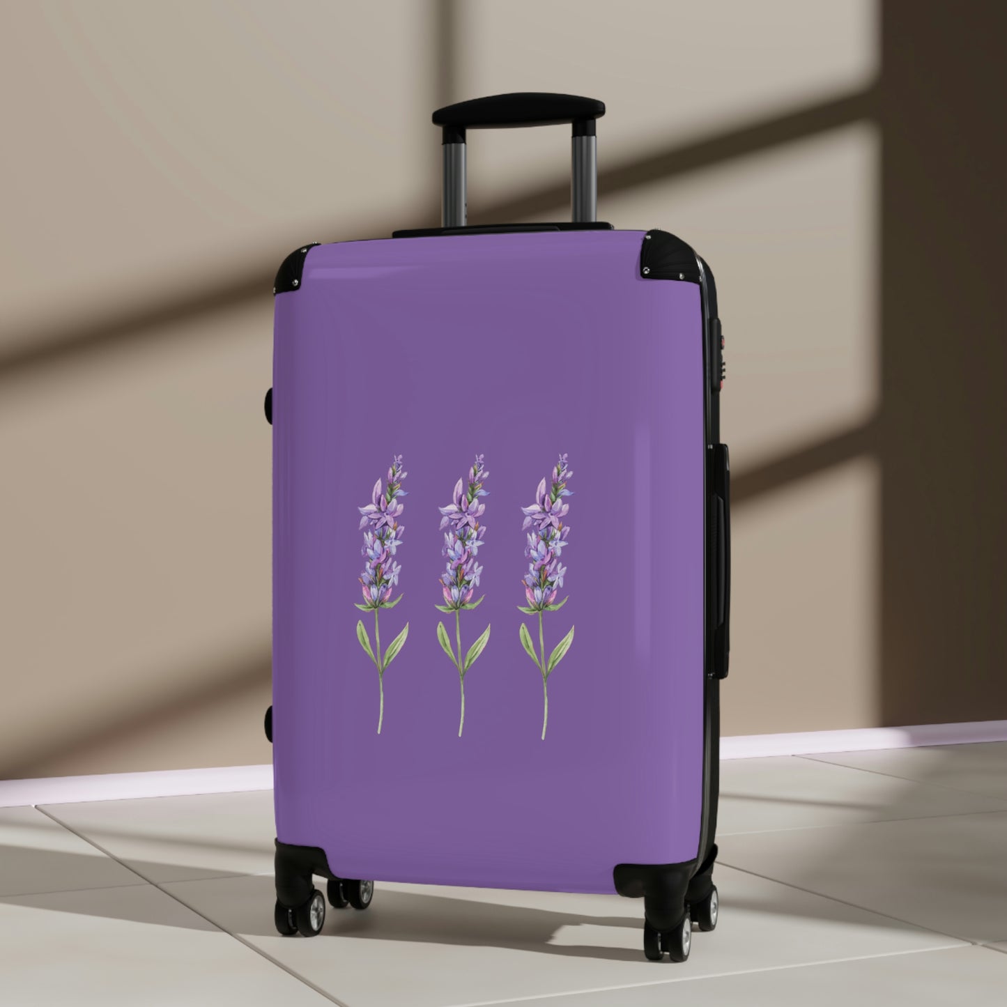 Women's Lavender Print Luggage / Purple Wheeled Hard Shell Suitcase
