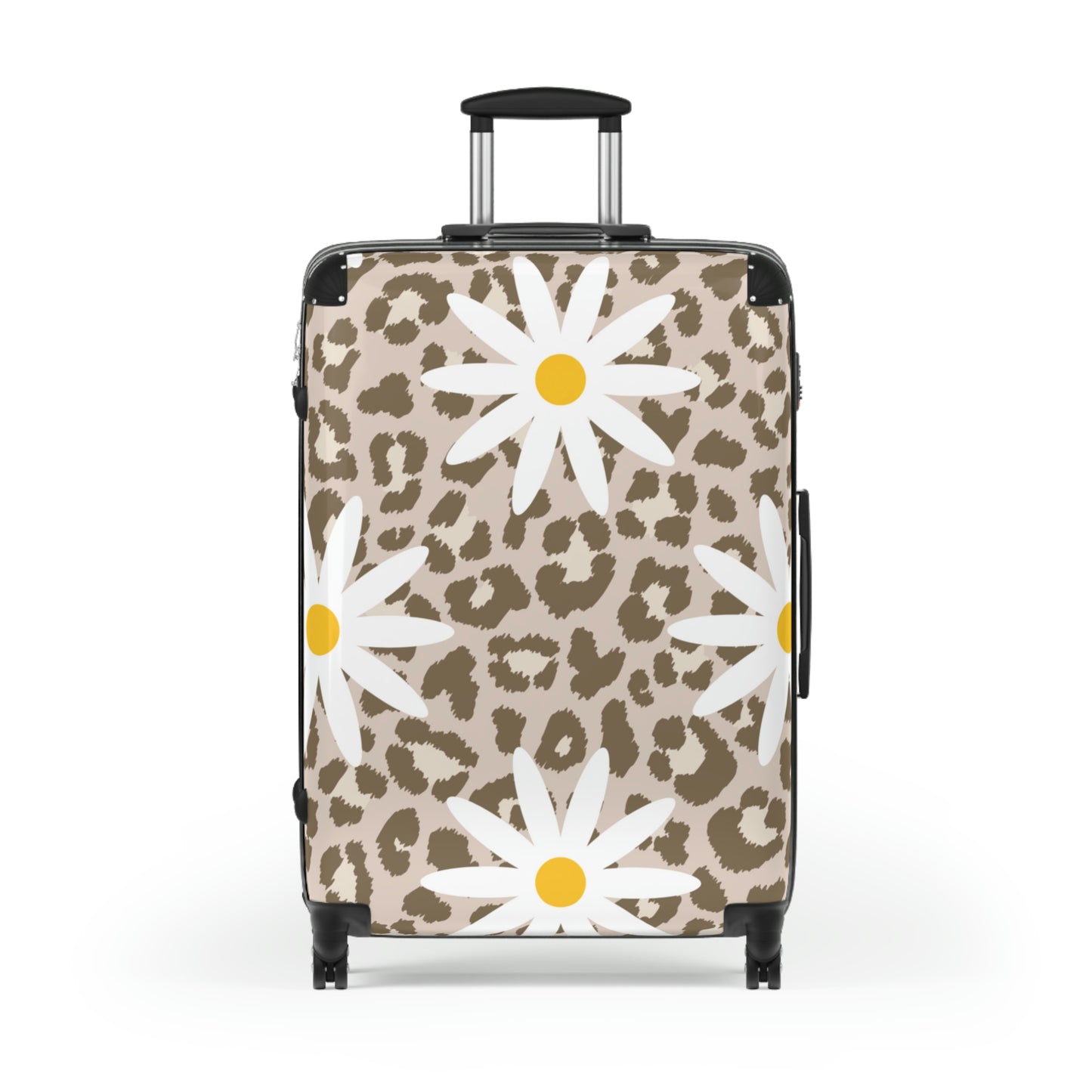 Women's Leopard Print and Daisy Wheeled Hard Shell Suitcase