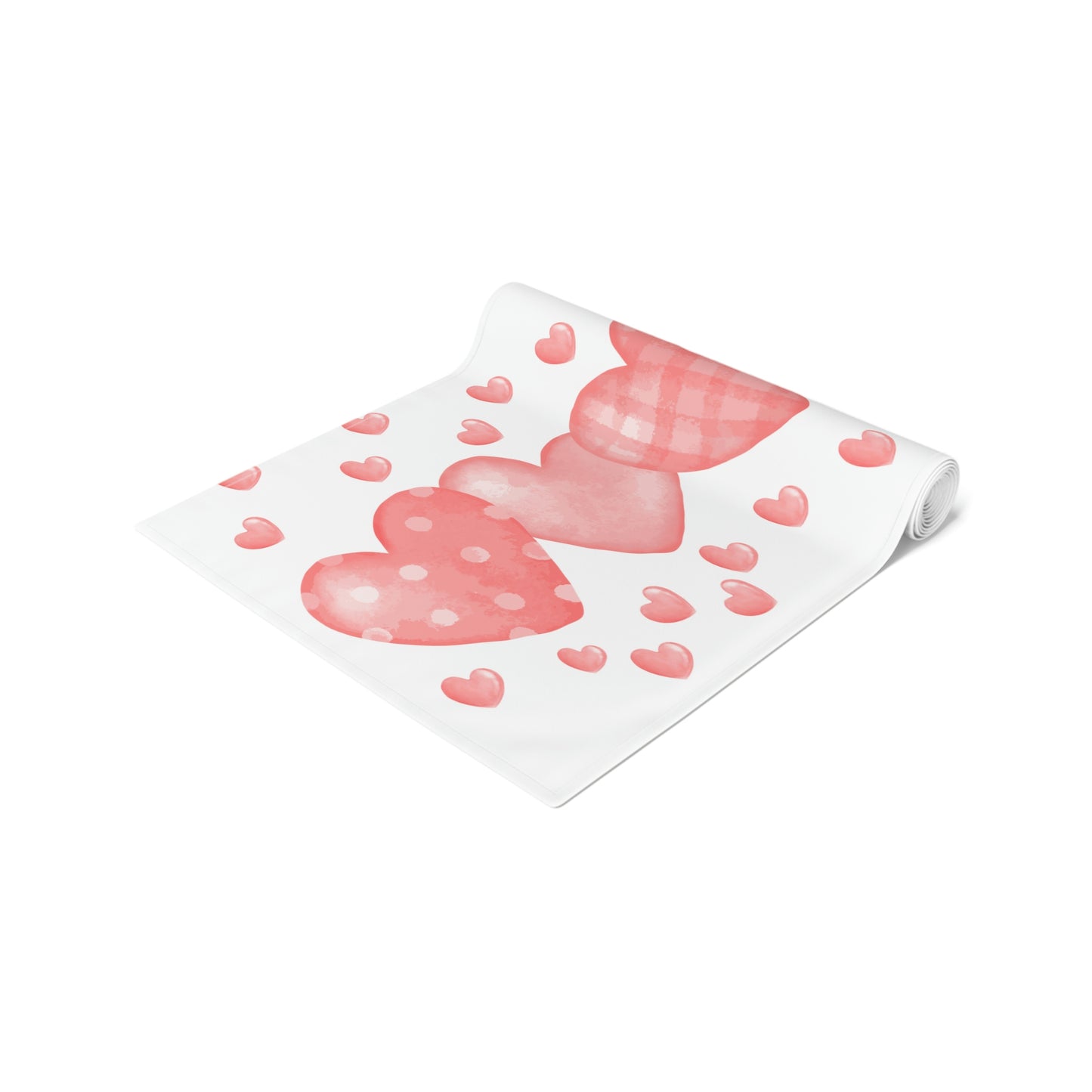 Pink Heart Valentines Day Table Runner