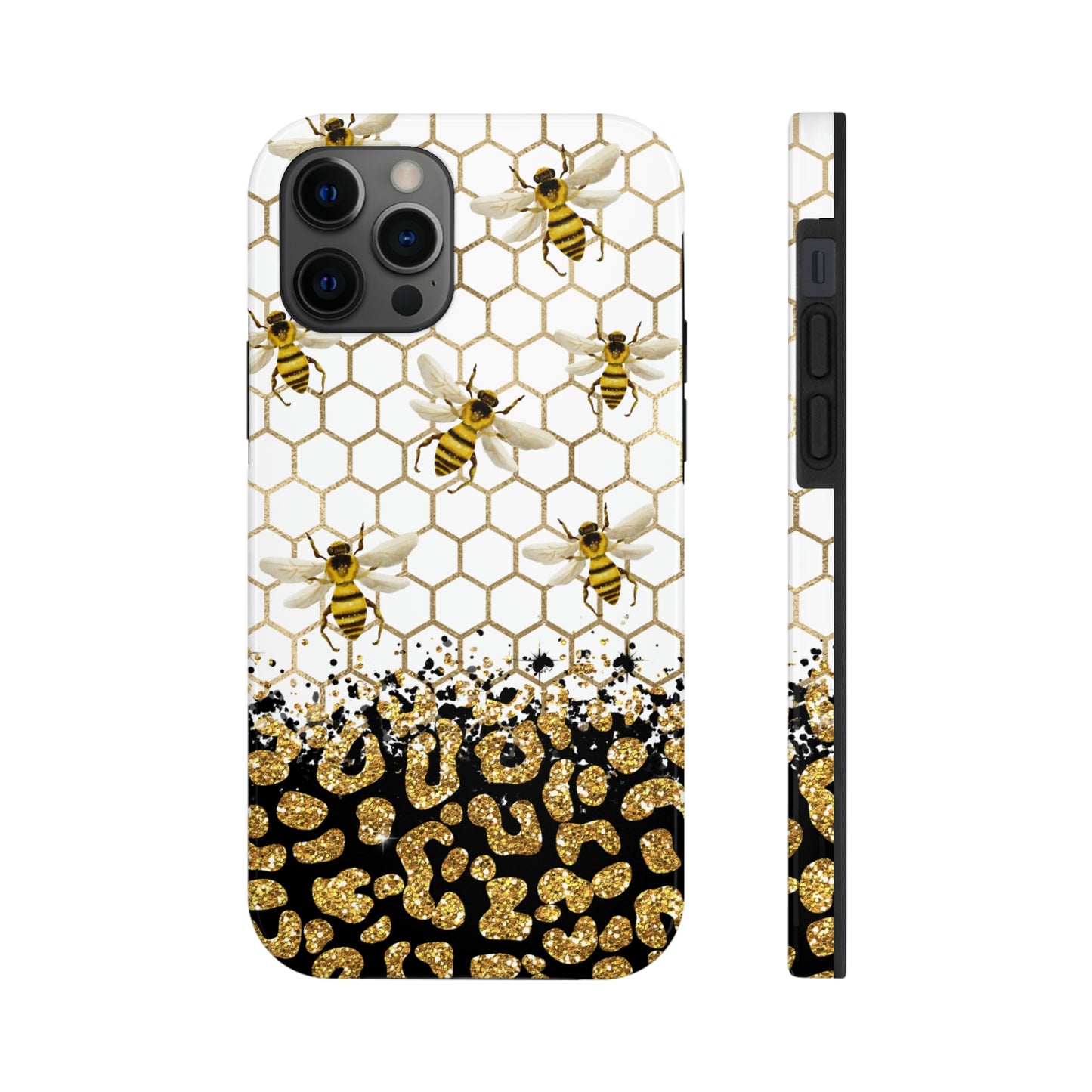 leopard print and bee iphone case with glitter for women