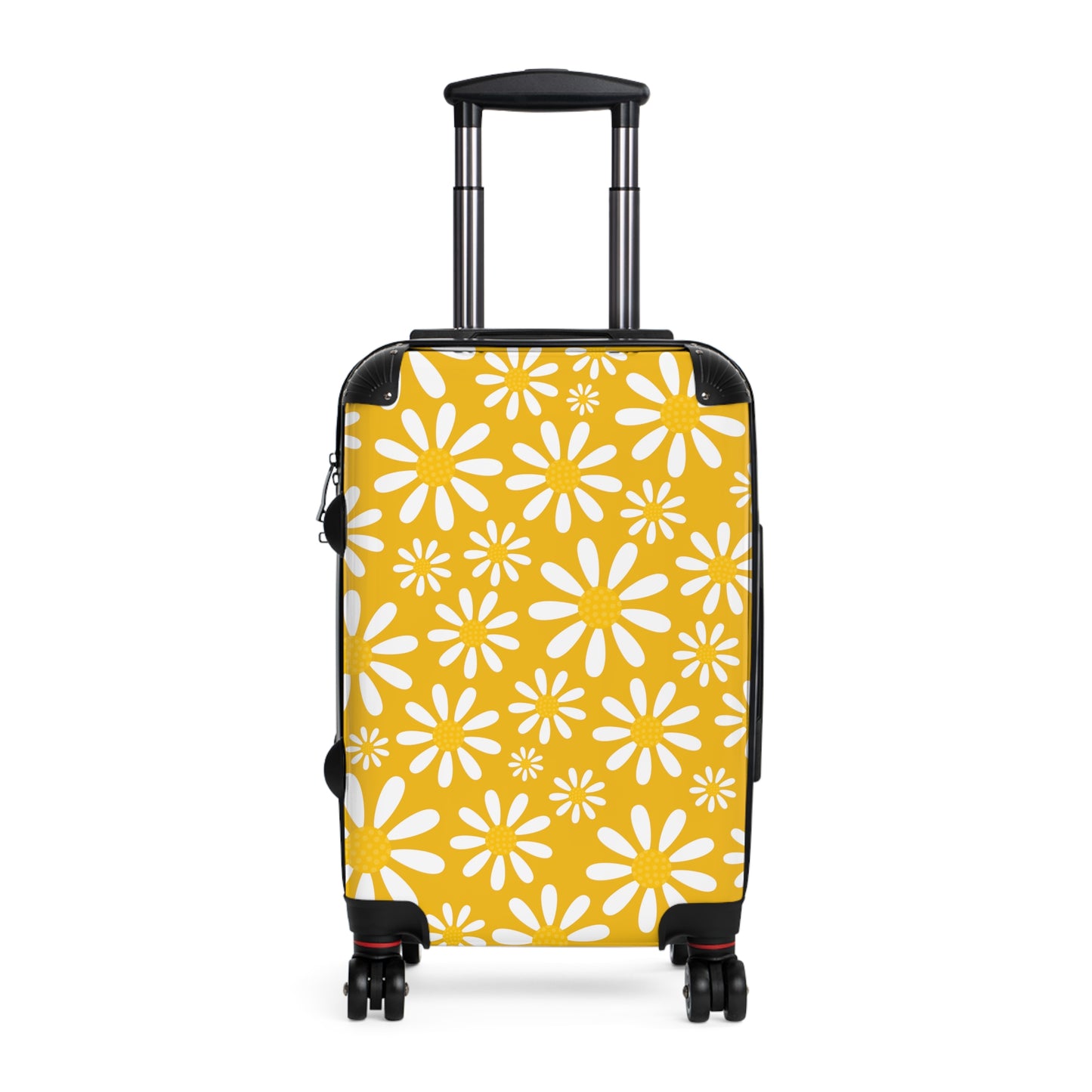 yellow daisy wheeled suitcase
