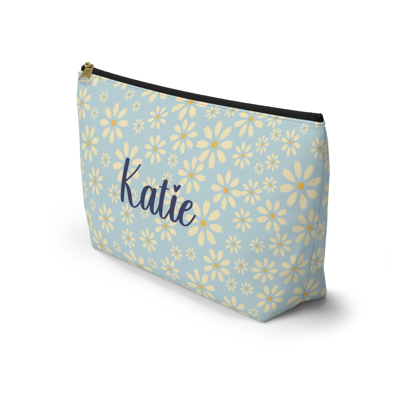 Daisy Makeup Bag / Blue Personalized Cosmetic Bag