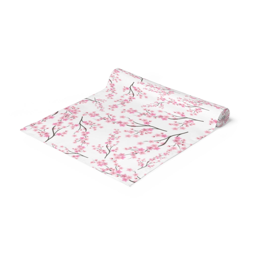 pink cherry blossom table runner