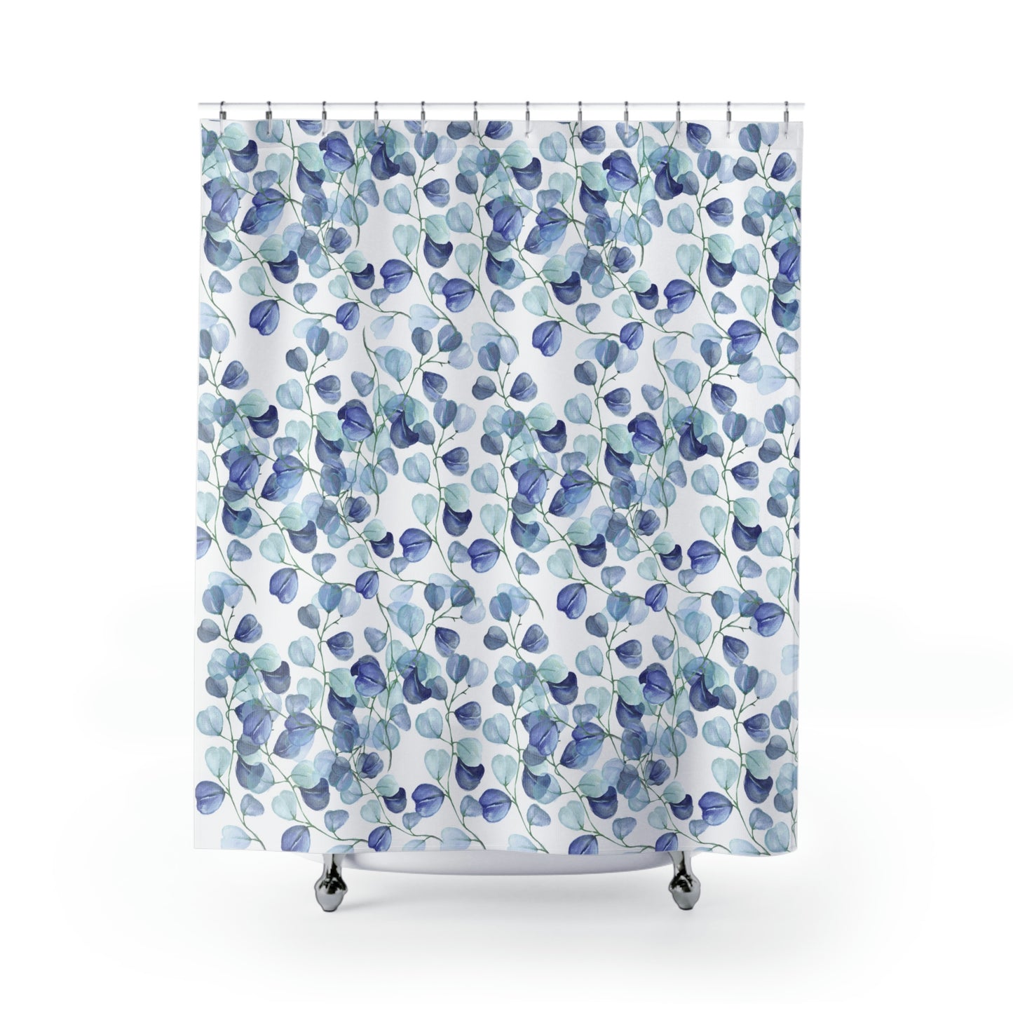 blue leaf shower curtain for bathroom decor