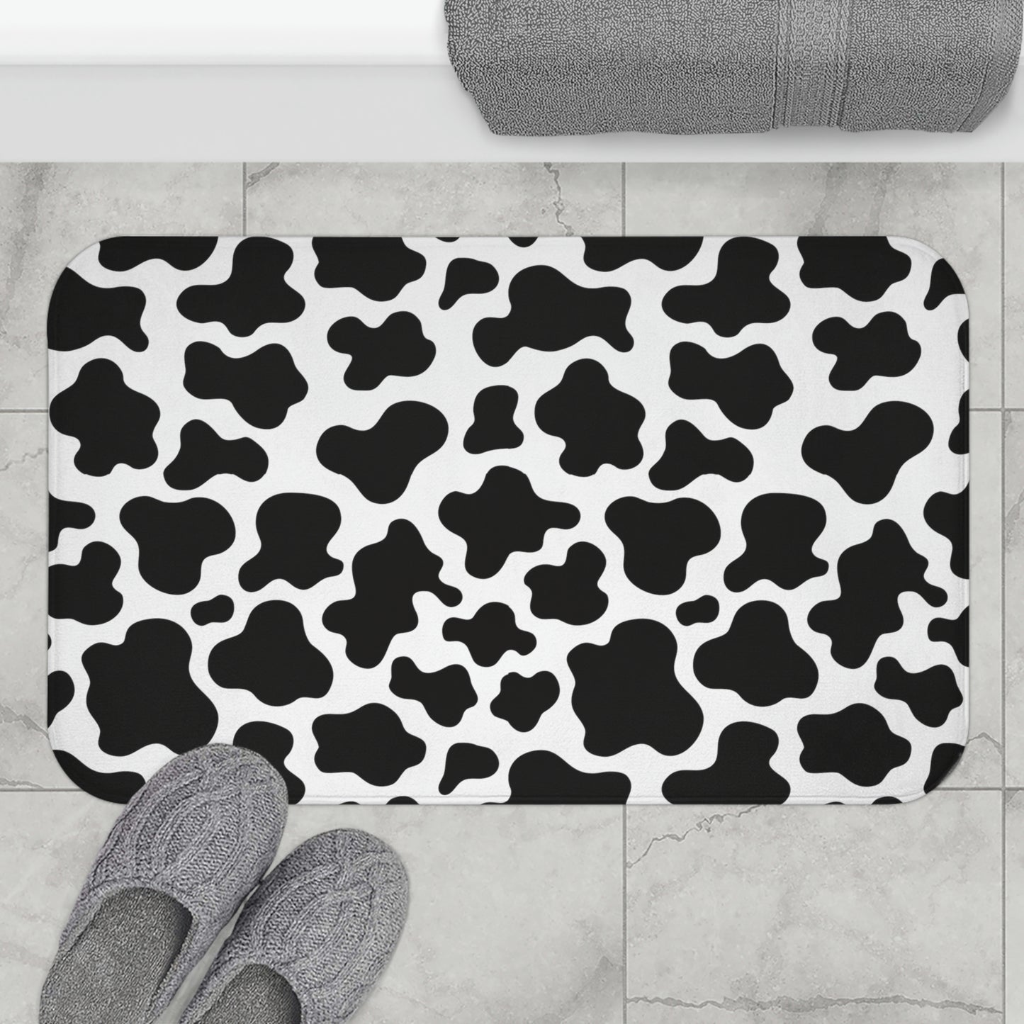 Cow Print Bath Mat / Farmhouse Decor / Cow Print Bathroom Decor