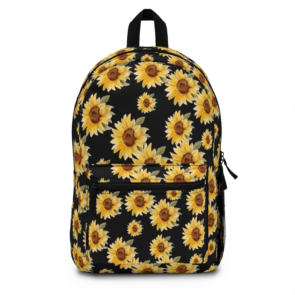 black with yellow sunflower bookbag for back to school