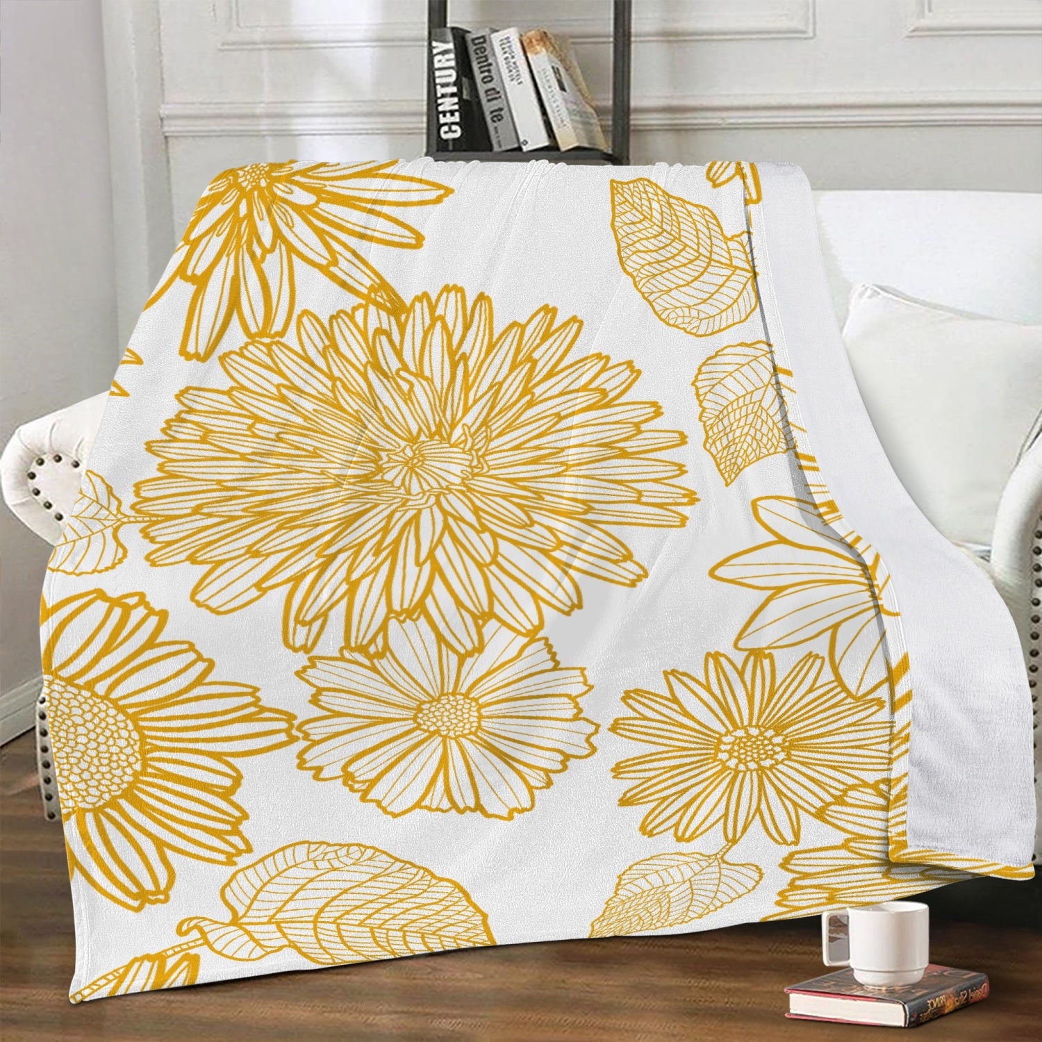 yellow sunflower fleece blanket for spring or summer decor