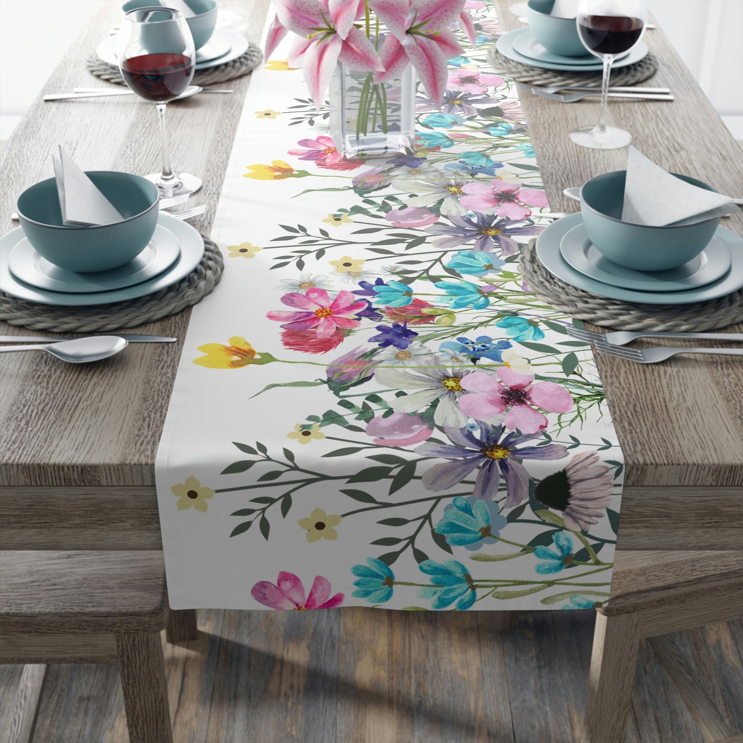 Wildflower Table Runner / Flower Print Table Runner