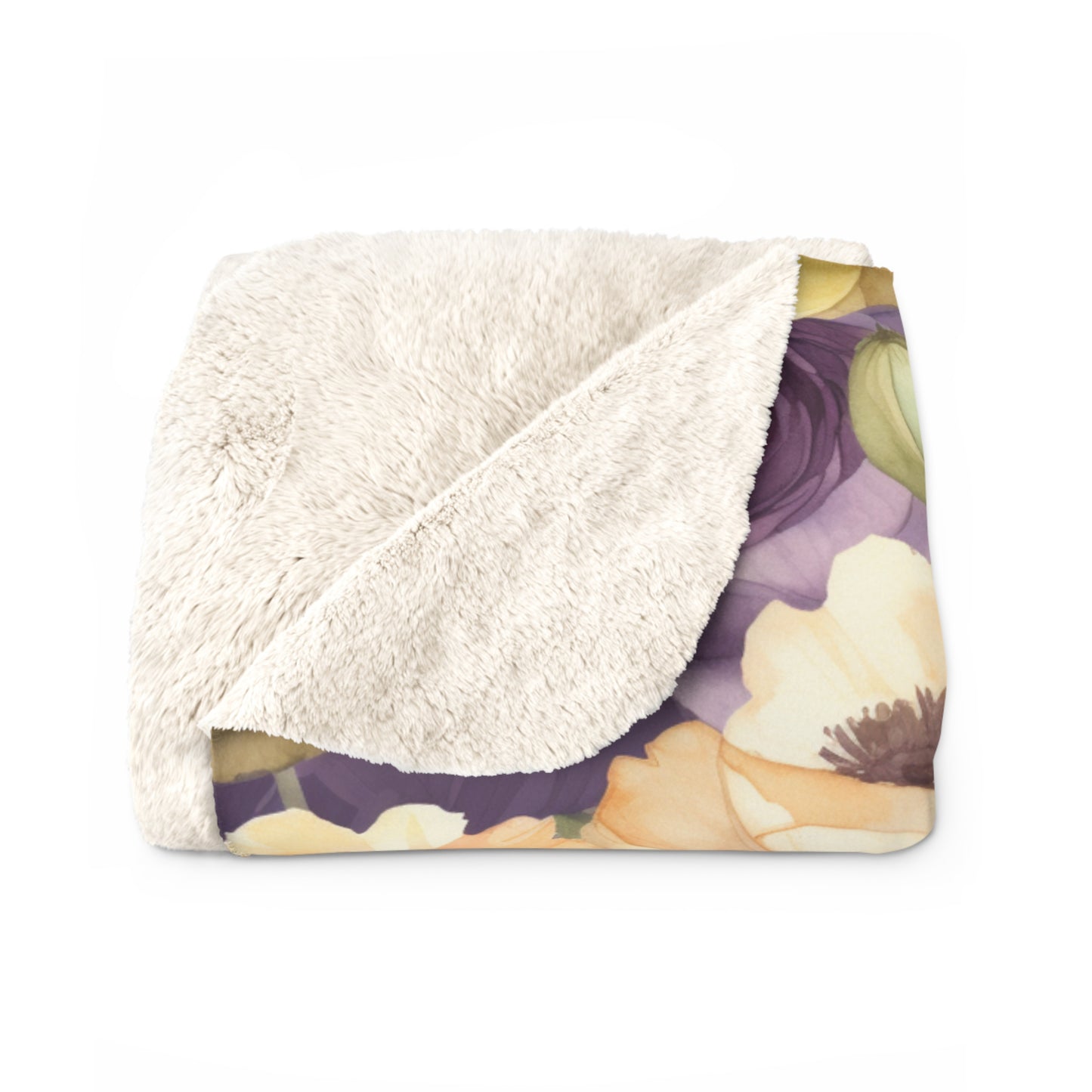 Floral Blanket, Purple Sherpa Throw Blanket