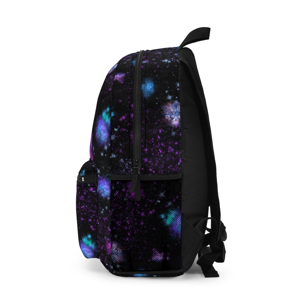girls bookbag for teens or kids in blue, purple and pink stars