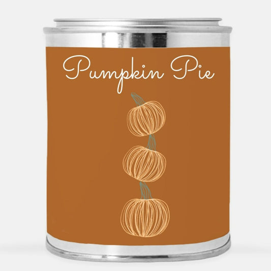 pumpkin pie candle with pumpkin scent and pumpkin pattern paint container