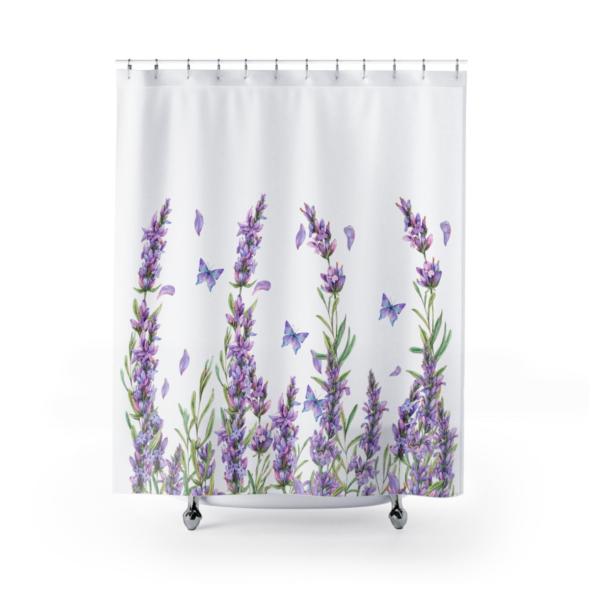 purple lavender and butterfly shower curtain