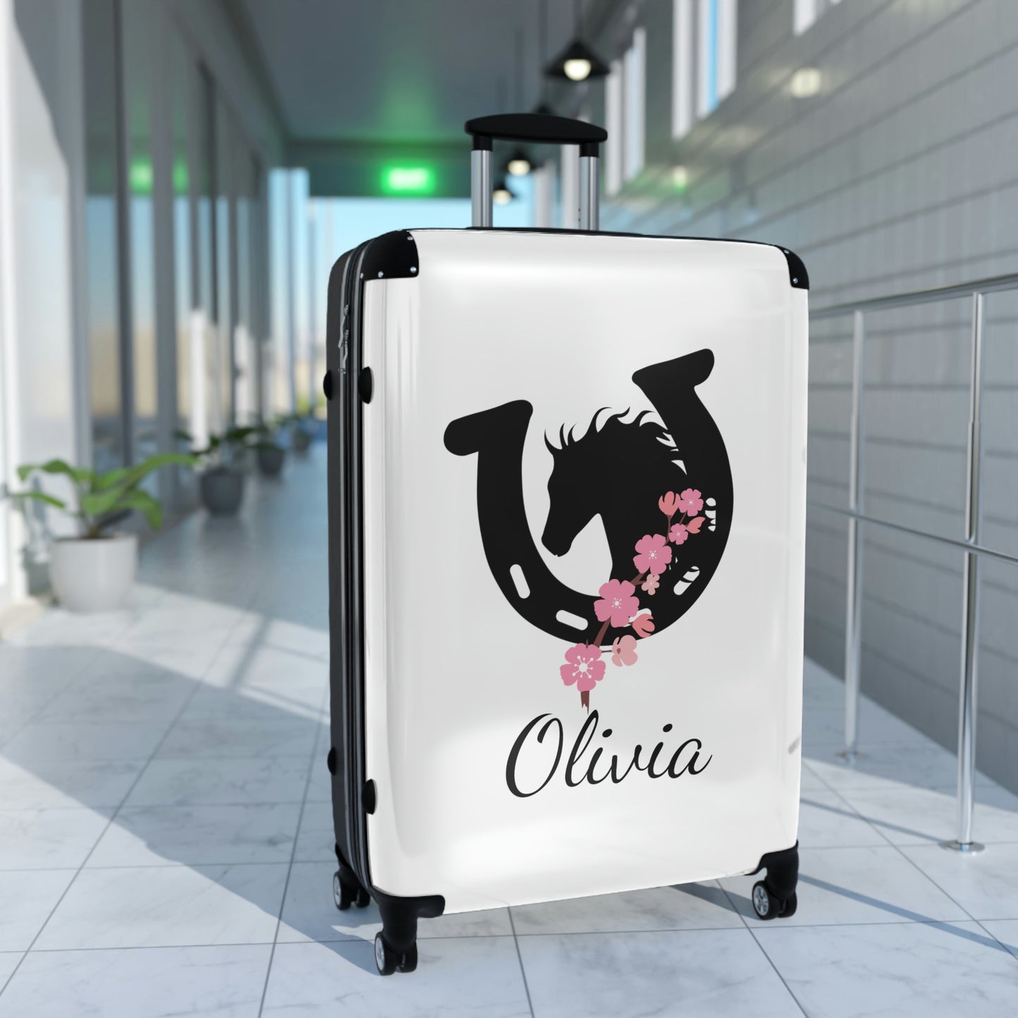 Personalized Luggage / Girl's Horse Print Hard Covered Suitcase